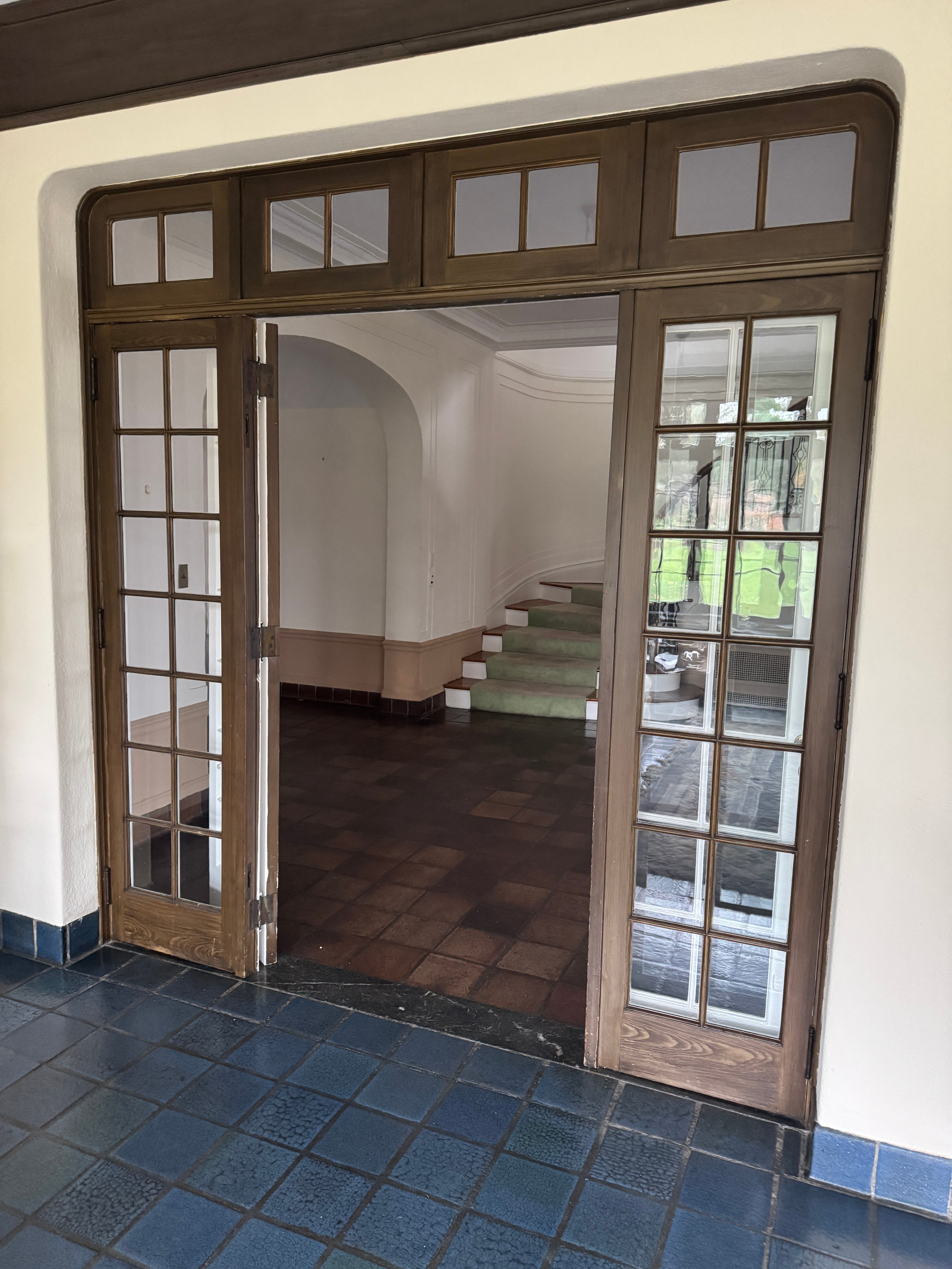 1918 Interior French Doors w Sidelights & Transoms in Jamb