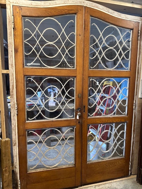 French Oak Doors in Jamb with Iron and Glass | Hudson Valley House
