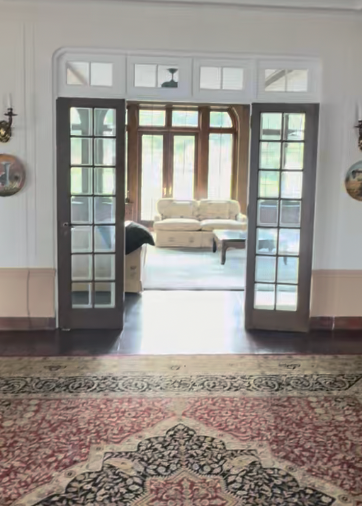 古い戸棚 1918 Interior French Doors w Sidelights & Transoms in Jamb