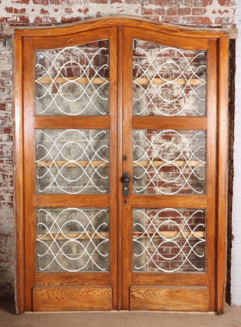 French Oak Doors in Jamb with Iron and Glass | Hudson Valley House