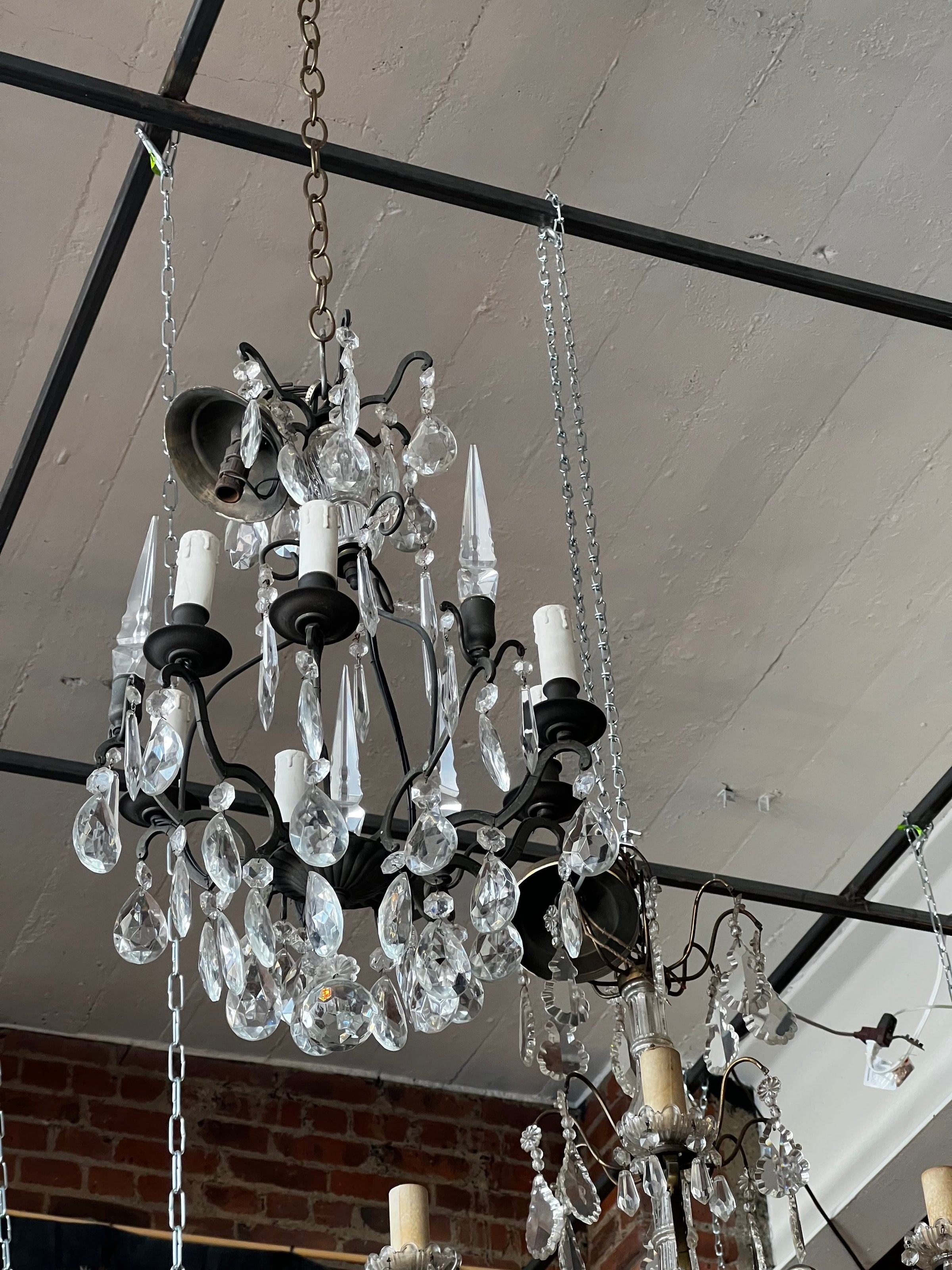 6 Light Small Black Crystal Chandelier | Hudson Valley House Parts