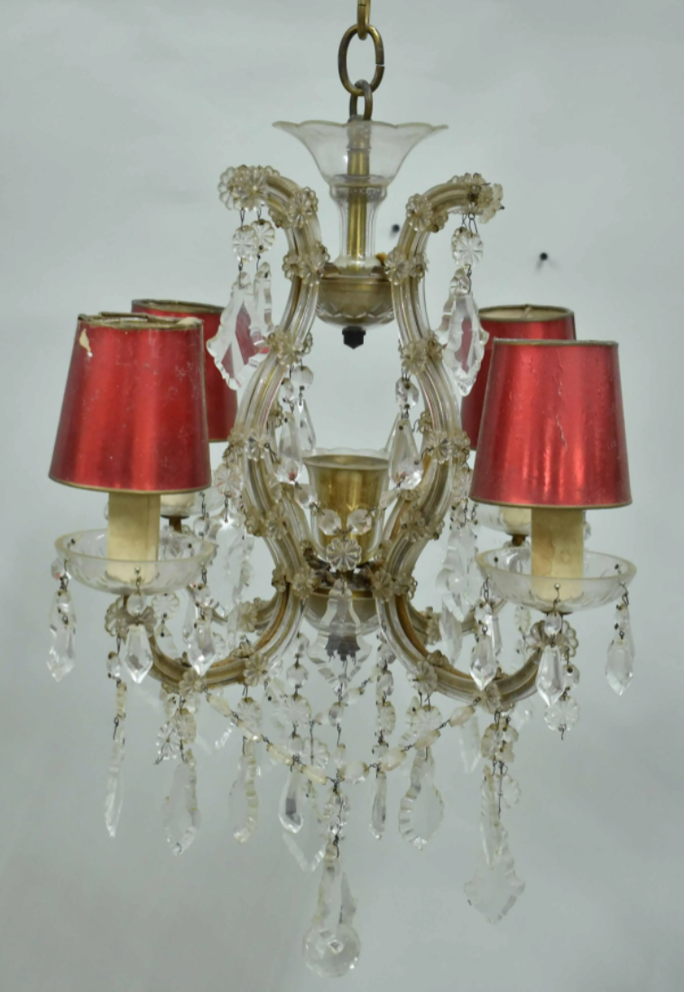 Antique Brass 4-Arm Chandelier - Historic House Salvage