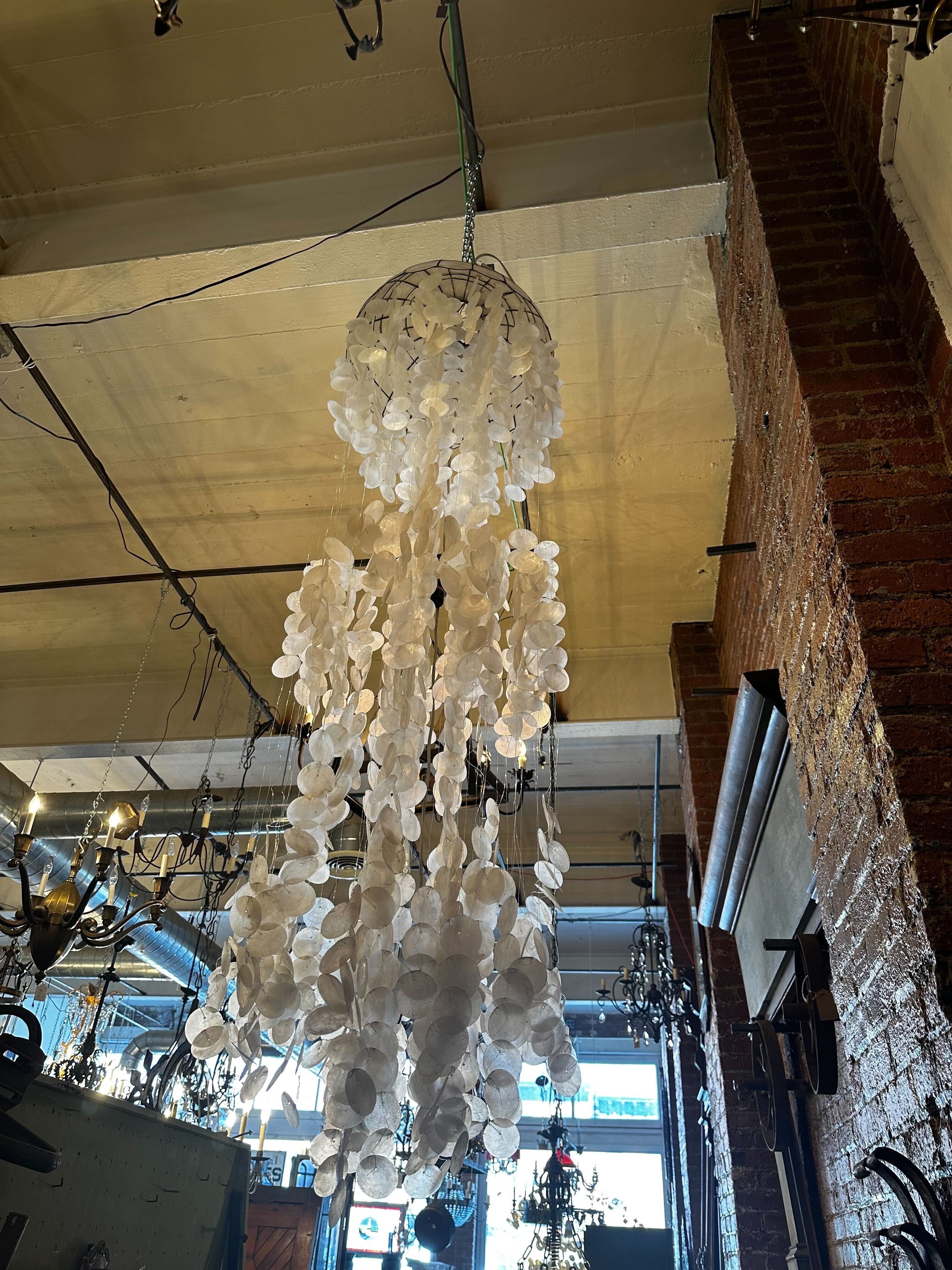 Capiz Shell Chandelier in Metal Silver | Arhaus