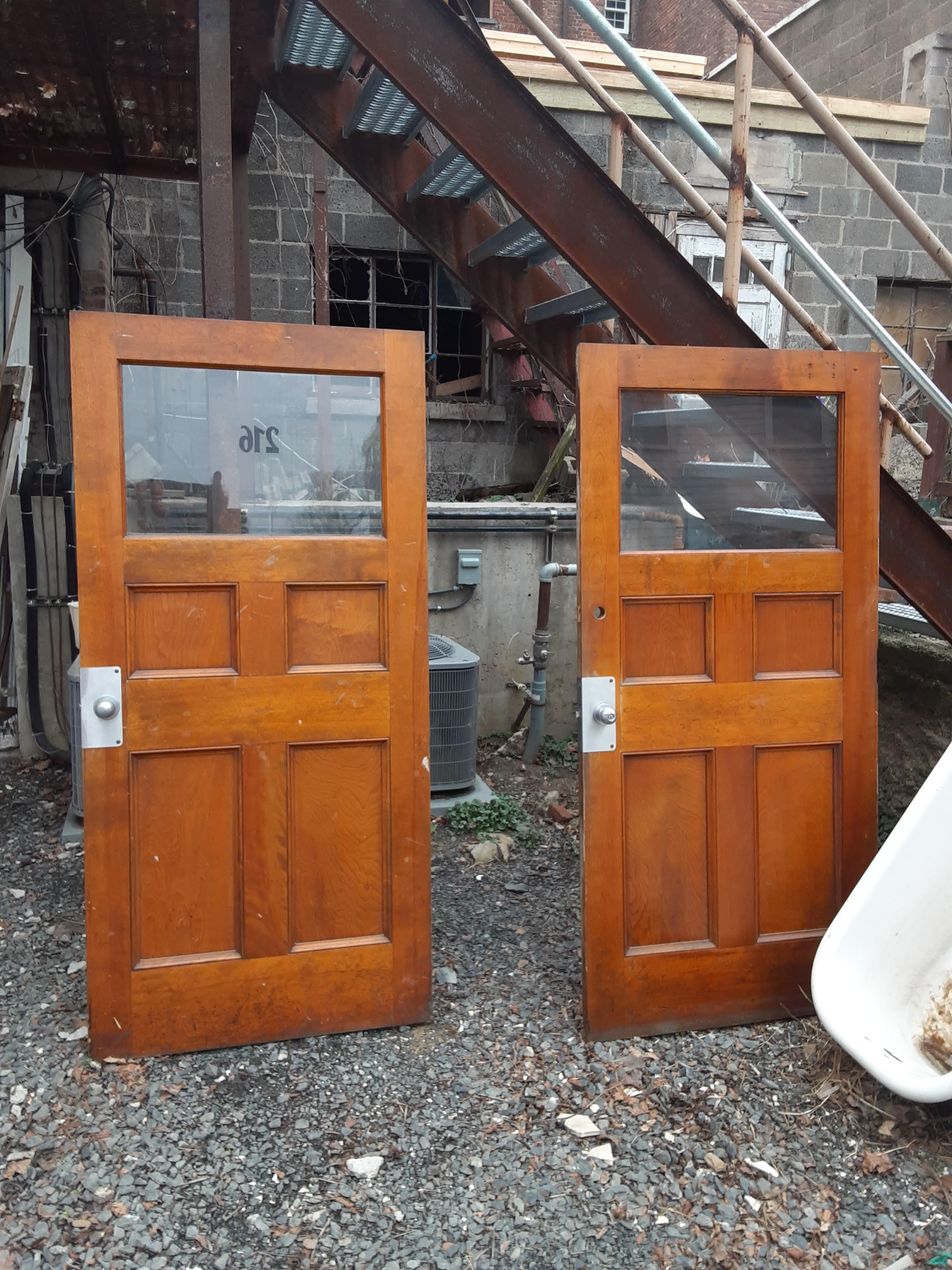 4 Panel School Doors with Glass Architectural Salvage Hudson Valley