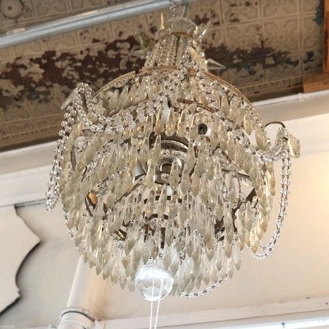 French Empire Bronze & Crystal 6-Light Chandelier